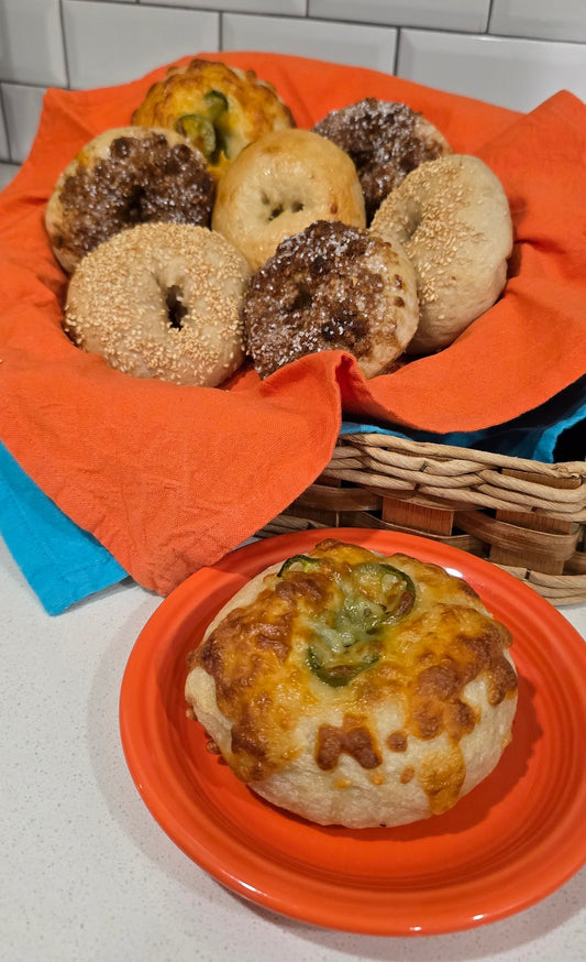 Assorted Sourdough Bagels - 12 per order 2 of each flavor or choose your own
